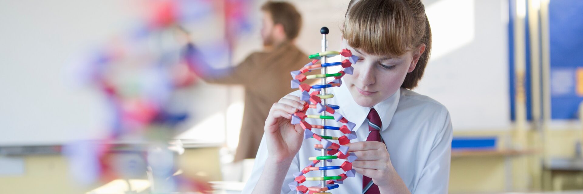 High school girl in Science lesson