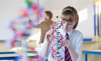 High school girl in Science lesson